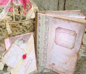 Bird Cage themed Wedding Guest book - Pink and Ivory in vintage style - 24 page