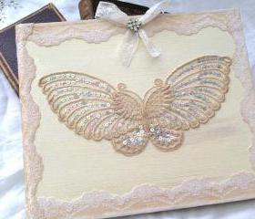 Wedding Guest Book - Butterfly theme in Ivory and Cream - 50 pages