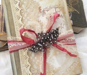 Vintage Wedding Guest book - vintage shabby chic -Custom