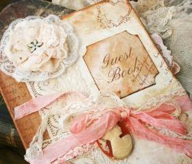 Custom Vintage style Guest book for wedding - vintage shabby chic - 150 pages