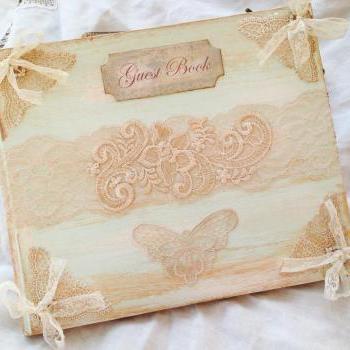 Wedding Guest Book - Larger size in Ivory and pale aqua blue - 46 pages