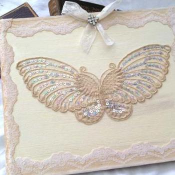 Wedding Guest Book - Butterfly theme in Ivory and Cream - 50 pages