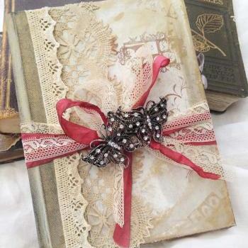 Vintage Wedding Guest book - vintage shabby chic -Custom
